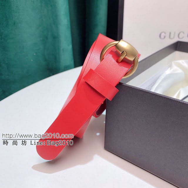 Gucci女士皮帶 古奇GG針扣簡約腰帶  jjp1304